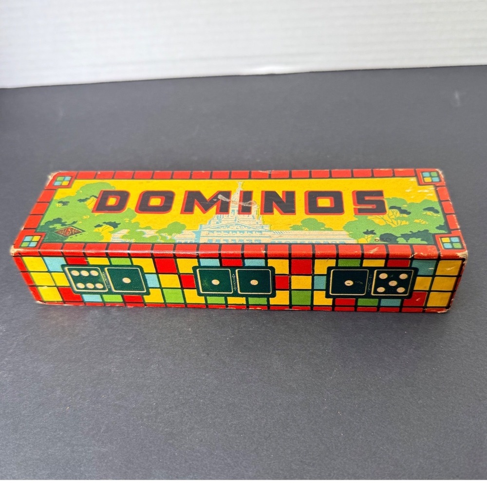VTG 1940-50's Coca-Cola Dominoes Set Black Tiles w/Embossed Coke Bottle Orig.Box